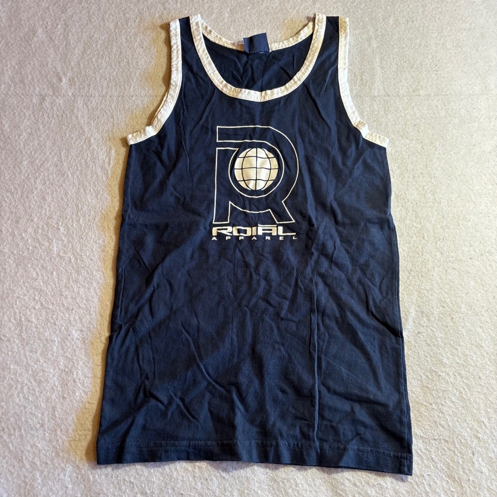 Y2K ROIAL APPAREL Women‎ Navy Blue Graphic Tank Top Sleeveless Casual Summer